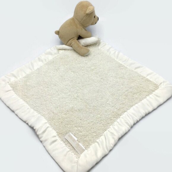 Barefoot Dreams Bear Lovey Plush Satin Cream Tan Baby Security Blanket 15x15 - Picture 6 of 8